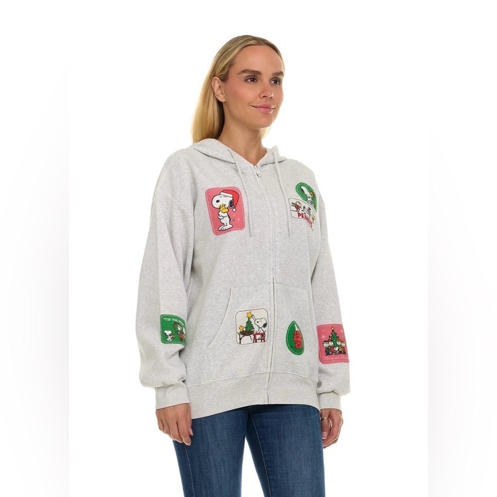 Women’s Peanuts Full Zip Hoodie With Character Patches Size XS - Picture 7 of 10